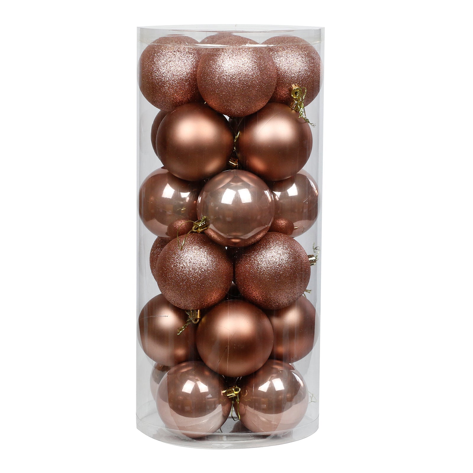 Rose Gold Christmas Baubles 70mm 24 & 48 Packs Pearl Matt