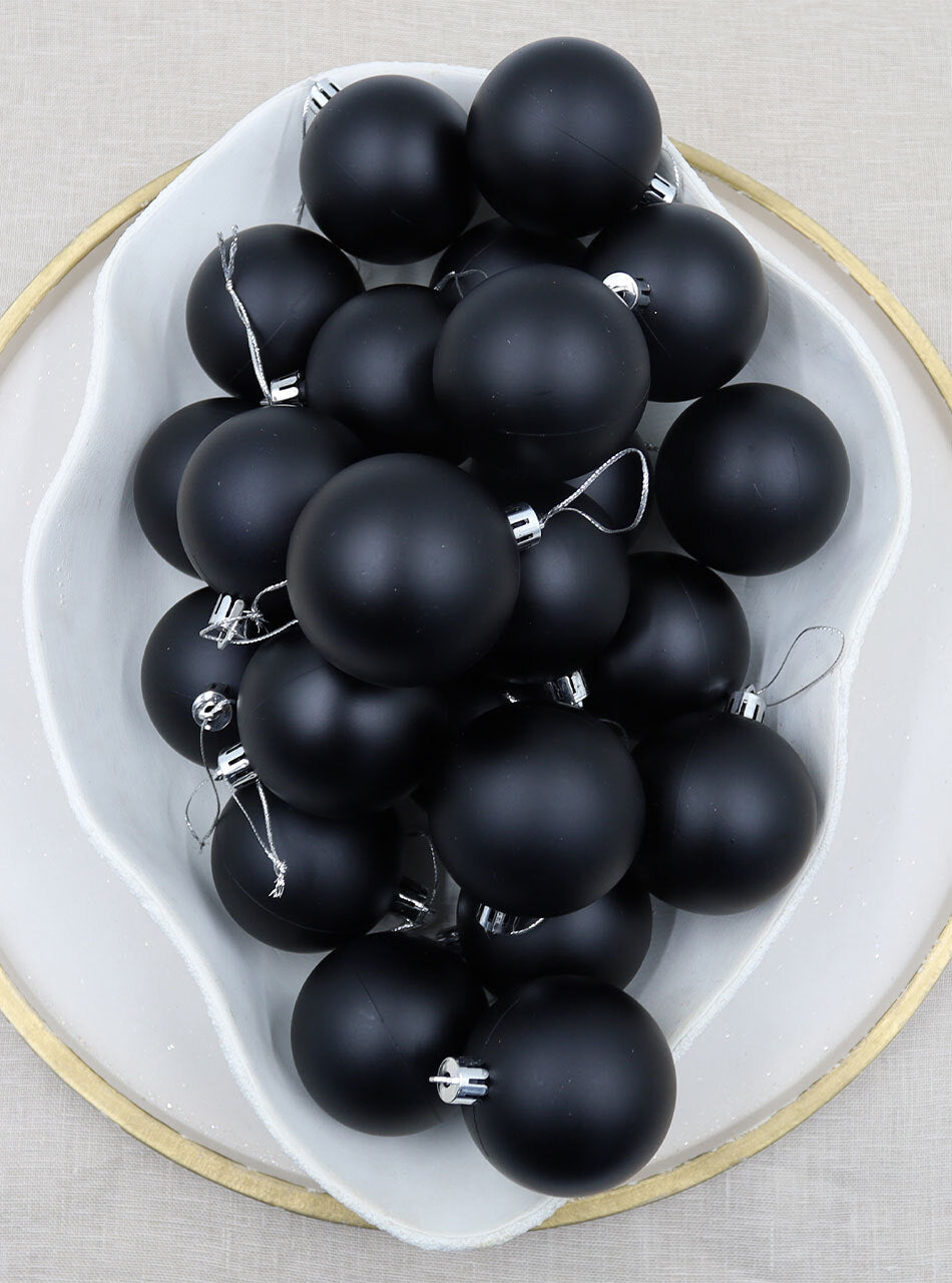 Black Christmas Baubles 60mm Matt Packs