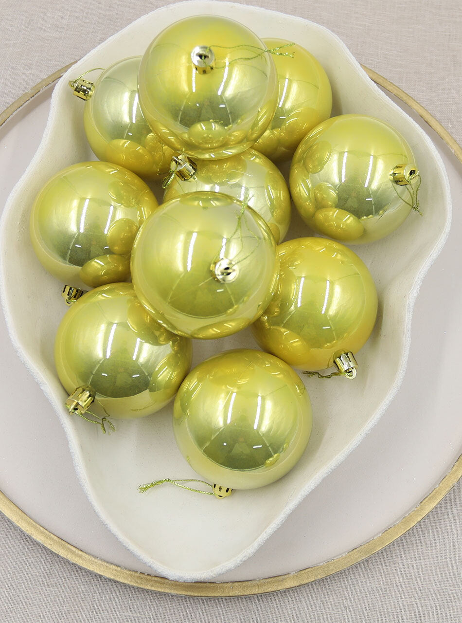 PALE GOLD  80mm  Christmas Baubles Pearl 24 & 48 Packs