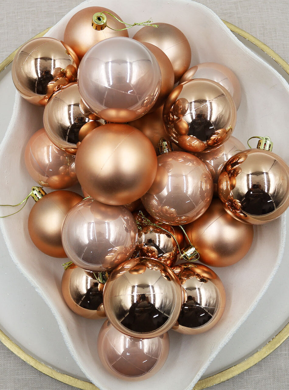 Copper Christmas Baubles 60mm Gloss Pearl Matt Packs