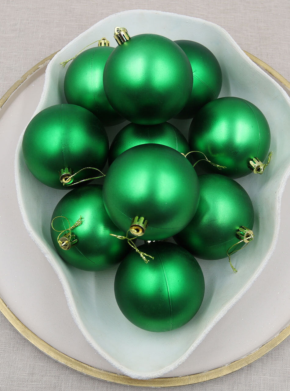 Green Christmas Baubles 80mm Matt 24 & 48 Packs