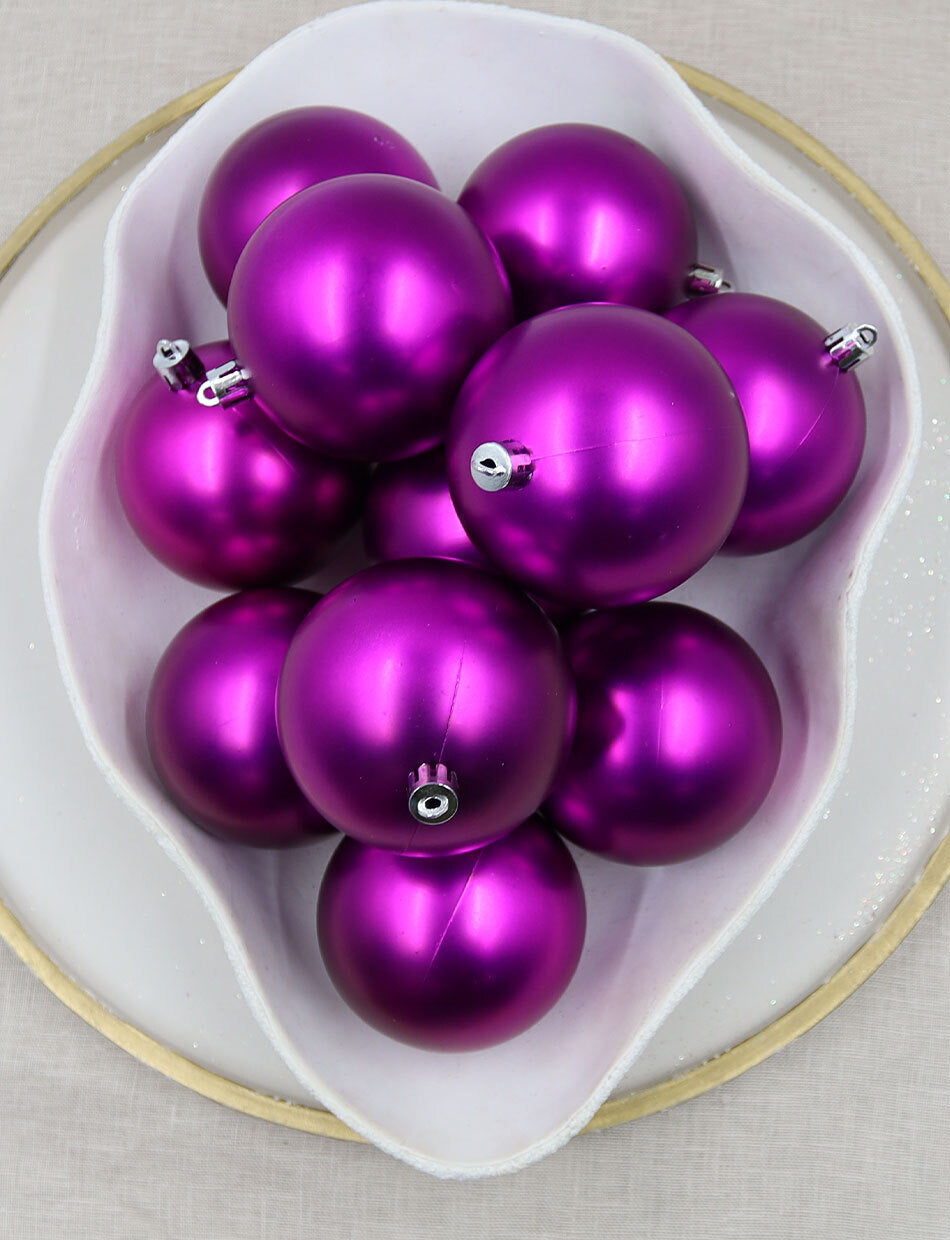 Purple Christmas Baubles 80mm Matt 24 Pack