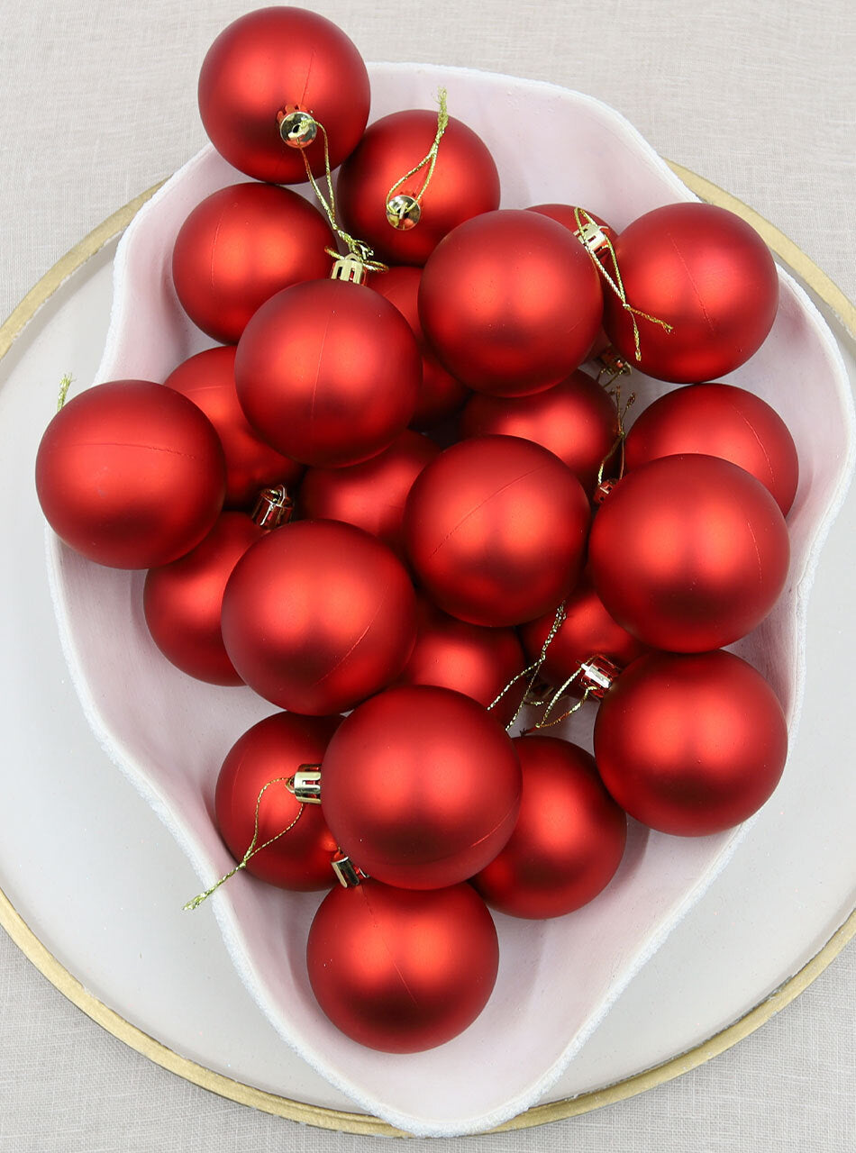 Red Christmas Baubles 60mm Matt Packs