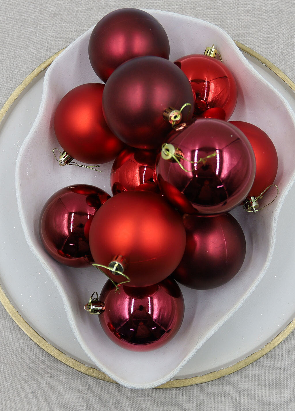 Red & Wine Red Christmas Baubles 70mm 24 & 48 Packs Gloss Matt