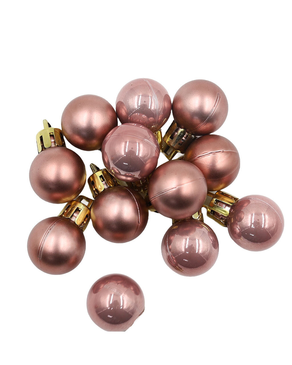 Rose Gold 20mm Christmas Baubles Pearl Matt 30 Pack