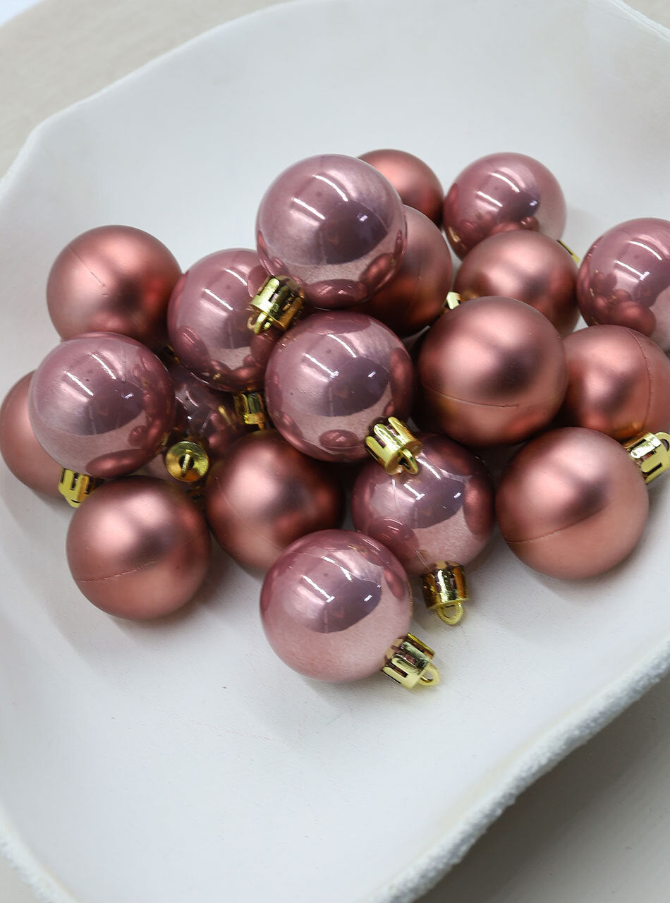Rose Gold 40mm Christmas Baubles Pearl Matt 24 Pack