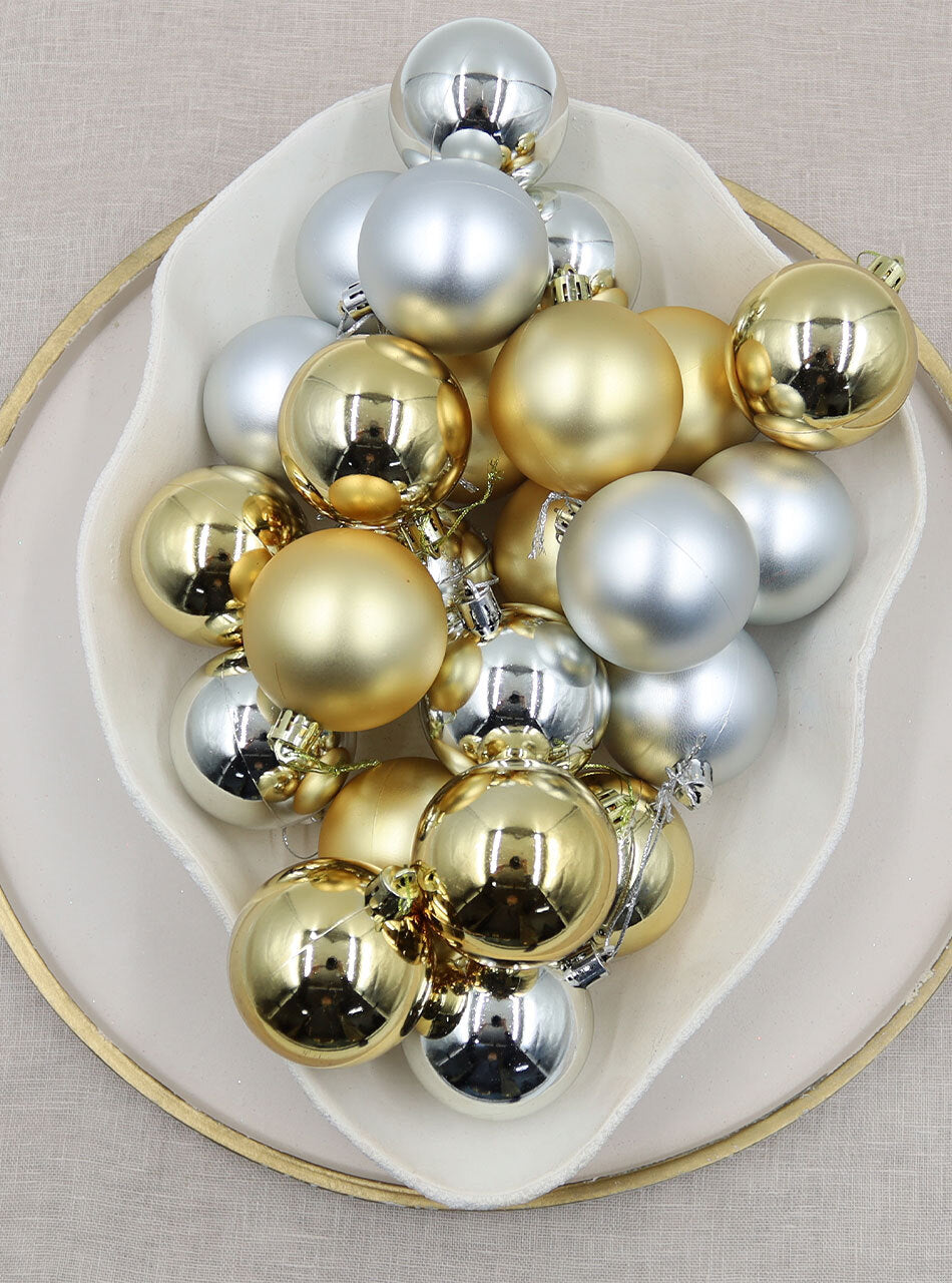 SILVER GOLD Christmas Baubles 60mm Glossl Matt Packs