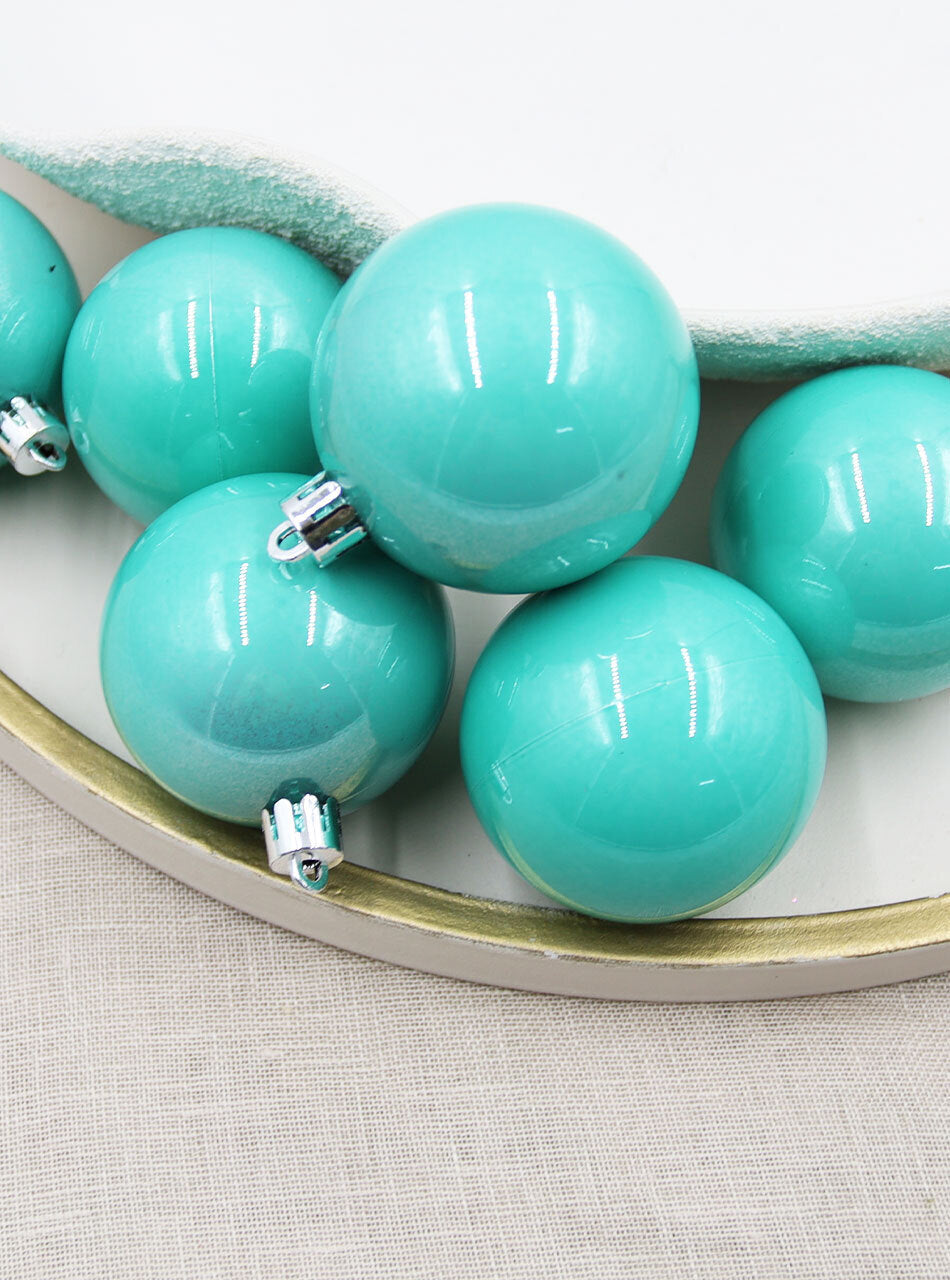 Tiffanie Blue Christmas Baubles 60mm Pearl 6 Pack