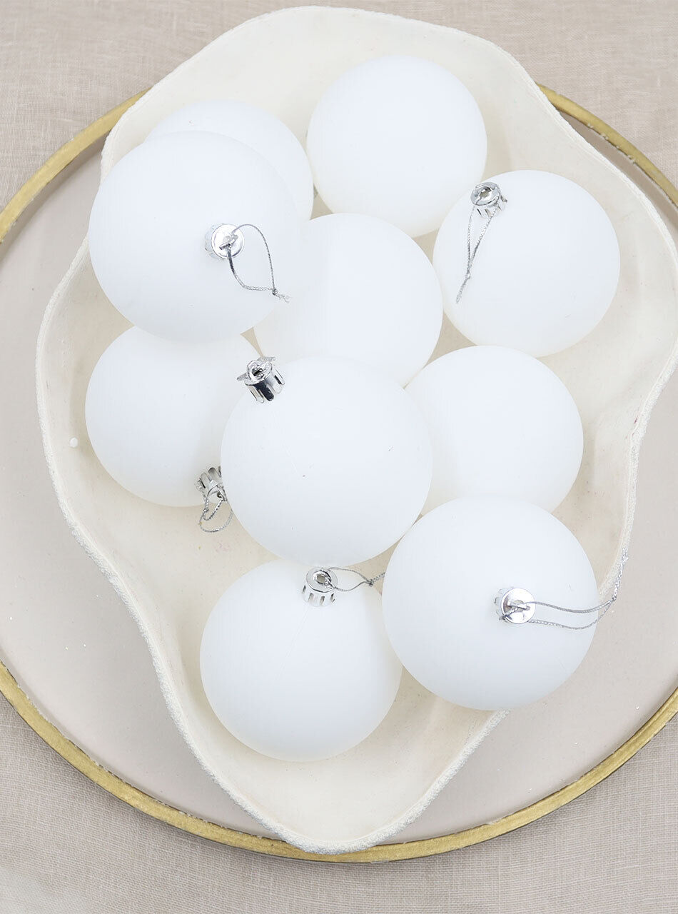 WHITE Christmas Baubles 60mm 6 Pack Matte
