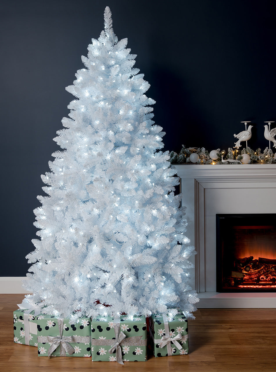 BAVARIAN White Fir 8ft Pre-Lit Christmas Tree